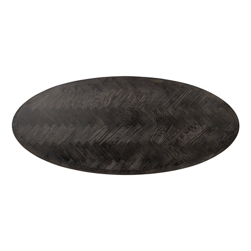 Bonita Parquet Black & Brass Frame Oval 6 Seater Dining Table Medium